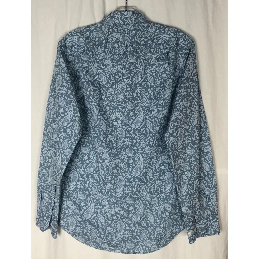 Banana Republic Custom 078 Wash Slim Men Size‎ S Paisley Blue Long Sleeve Shirt